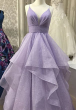 Load image into Gallery viewer, Tulle Prom Dress 2021 Lilac Ruffle Horsehair Skirt