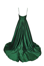 Load image into Gallery viewer, Emerald Green Prom Dress 2022 Spaghetti Straps Taffeta Long Evening Dress with Pockets