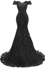 Load image into Gallery viewer, Green Lace Prom Dress 2022 Mermaid Off the Shoulder Corset Back Prom Dresses