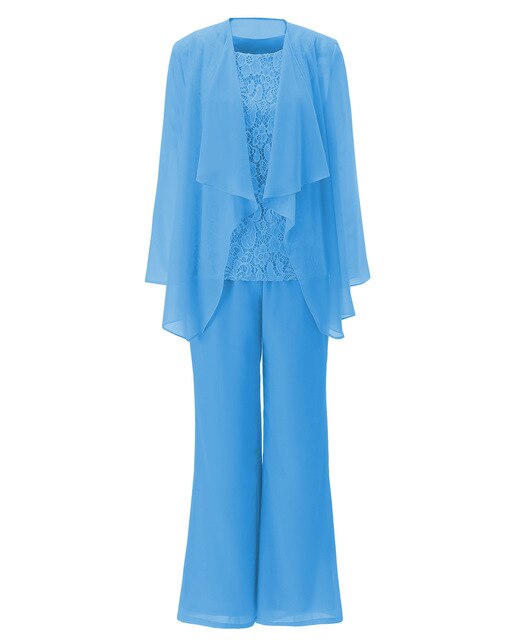 Velvet Mother Of The Bride Pant Suits Sky Blue Women Suit Blazer