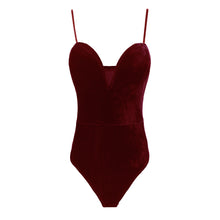Load image into Gallery viewer, Spaghetti Straps Velvet Bodysuit Top Leotard