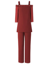 Load image into Gallery viewer, Three Quarters Sleeves Women 2 Pieces Beaded Mother of The Bride Pant Suits Evening Dress Wedding