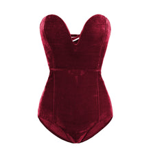 Load image into Gallery viewer, Tube Top Velvet Bodysuit Leotard Corset Back