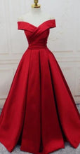 Load image into Gallery viewer, Red Prom Dress 2022 Off-shoulder Sweet neck Long Sleeveless Satin