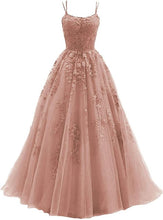 Load image into Gallery viewer, Long Prom Dress 2022 Ball Gown Spaghetti Straps V-neck Lace Appliques