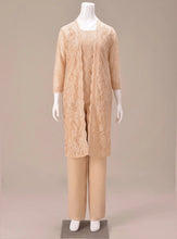 Load image into Gallery viewer, Three Piece Lace Jacket Outfit Mother Of the Bride Elegant Dress Pants Suit Lace For Wedding Grooman Formal Evening Gown