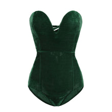 Load image into Gallery viewer, Tube Top Velvet Bodysuit Leotard Corset Back
