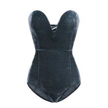 Load image into Gallery viewer, Tube Top Velvet Bodysuit Leotard Corset Back