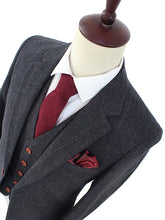 Load image into Gallery viewer, Men's Suit 3Pcs Wool Tweed Plaid Herringbone Slim Fit Wedding For Male