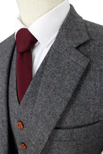 Load image into Gallery viewer, Men's Suit 3Pcs Wool Tweed Plaid Herringbone Slim Fit Wedding For Male