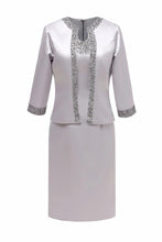 Load image into Gallery viewer, Mother Pants Suit Satin Formal Knee-Length Crystal Mother Of the Bride Dress With Jacket For Wedding Groom