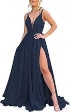 Load image into Gallery viewer, Burnt Orange Chiffon Bridesmaid Dresses Corset Back Adjustable Spaghetti Straps Maxi Dress with Slit