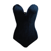 Load image into Gallery viewer, Tube Top Velvet Bodysuit Leotard Corset Back