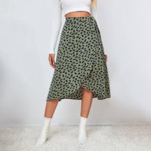 Load image into Gallery viewer, Polka-dot Print Split A-line Tea-length Skirt