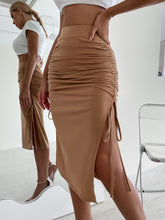Load image into Gallery viewer, Sheath Side Slits Fustian Cord Knee-length Skirt