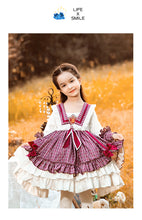 Load image into Gallery viewer, Renaissance Purple Long Sleeves Plaid Cloak Velvet with Bow(s) Girls Lolita Dress