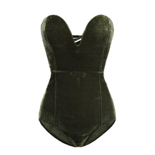 Load image into Gallery viewer, Tube Top Velvet Bodysuit Leotard Corset Back