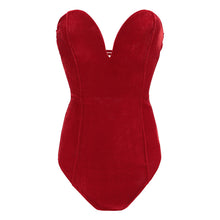 Load image into Gallery viewer, Tube Top Velvet Bodysuit Leotard Corset Back