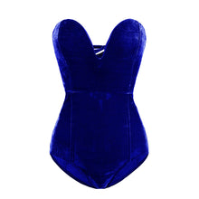 Load image into Gallery viewer, Tube Top Velvet Bodysuit Leotard Corset Back