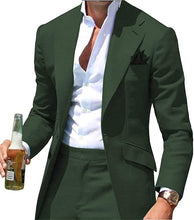 Load image into Gallery viewer, Men's Suit 2 Pcs One Button Solid Custom Made Wedding Grooms Tuxedos Suits