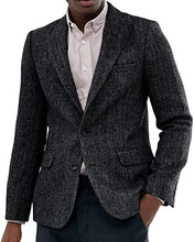 Load image into Gallery viewer, Men's Suit Tweed Jacket Wool Herringbone Slim Fit For Blazer Wedding Groomsmen