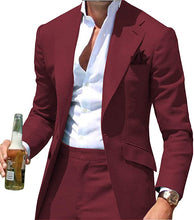 Load image into Gallery viewer, Men's Suit 2 Pcs One Button Solid Custom Made Wedding Grooms Tuxedos Suits
