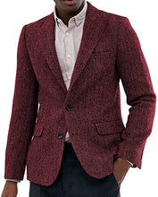 Load image into Gallery viewer, Men's Suit Tweed Jacket Wool Herringbone Slim Fit For Blazer Wedding Groomsmen