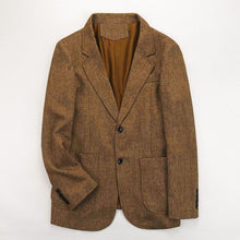 Load image into Gallery viewer, Men's Suit Tweed Jacket Herringbone Brown Shawl Lapel Slim Fit Casual Business Wedding Prom