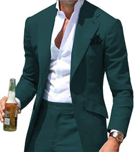 Load image into Gallery viewer, Men's Suit 2 Pcs One Button Solid Custom Made Wedding Grooms Tuxedos Suits
