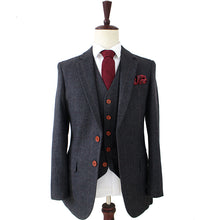 Load image into Gallery viewer, Men's Suit 3Pcs Wool Tweed Plaid Herringbone Slim Fit Wedding For Male