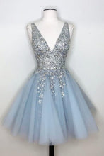 Load image into Gallery viewer, Short Homecoming Dress 2021 A Line V Neck Luxurious Short / Mini Tulle Party Dress Summer