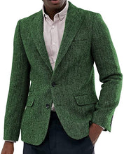 Load image into Gallery viewer, Men's Suit Tweed Jacket Wool Herringbone Slim Fit For Blazer Wedding Groomsmen