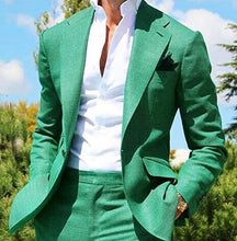 Load image into Gallery viewer, Men's Suit 2 Pcs One Button Solid Custom Made Wedding Grooms Tuxedos Suits