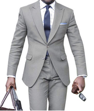 Load image into Gallery viewer, Men's Suit 2 Pcs Solid Single Breasted Slim Fit Grooms Shawl Lapel Custom Made Wedding Suits