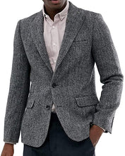 Load image into Gallery viewer, Men's Suit Tweed Jacket Wool Herringbone Slim Fit For Blazer Wedding Groomsmen