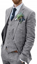 Load image into Gallery viewer, Men's Suit 3 Pieces Blue Linen For Men Casual Wedding Groom Tuxeo Suits