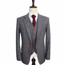 Load image into Gallery viewer, Men's Suit 3Pcs Wool Tweed Plaid Herringbone Slim Fit Wedding For Male