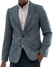Load image into Gallery viewer, Men's Suit Tweed Jacket Wool Herringbone Slim Fit For Blazer Wedding Groomsmen