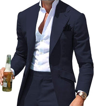 Load image into Gallery viewer, Men's Suit 2 Pcs One Button Solid Custom Made Wedding Grooms Tuxedos Suits