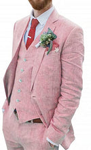 Load image into Gallery viewer, Men's Suit 3 Pieces Blue Linen For Men Casual Wedding Groom Tuxeo Suits
