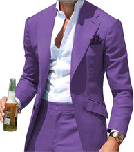 Load image into Gallery viewer, Men's Suit 2 Pcs One Button Solid Custom Made Wedding Grooms Tuxedos Suits