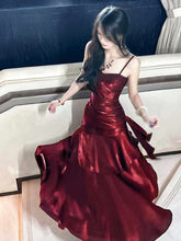 Load image into Gallery viewer, Spaghetti Straps Burgundy Prom Dress 2025 Fairy