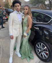 Load image into Gallery viewer, Beige Prom Suit Jacket Pants