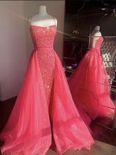 Load image into Gallery viewer, Hot Pink Prom Dress 2024 Halter Neck Sequined Corset Back