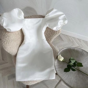 White Mikado Homecoming Dress 2024 Puffy Short Sleeves AnnaCustomDress White Mikado Homecoming Dress 2024 Puffy Short Sleeves AnnaCustomDress