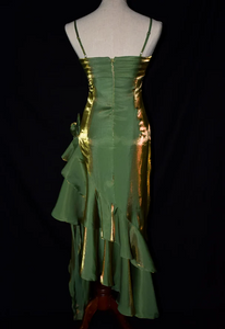 Spaghetti Straps Shiny Green Prom Dress 2025 Fairy