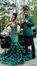 Load image into Gallery viewer, Green Jacket Black Pants Prom Suit 2026