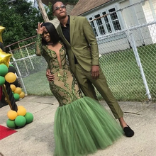 Load image into Gallery viewer, Olive Green Prom Suit 2026 Jacket Pants