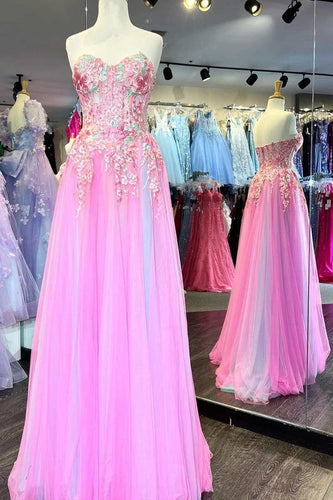 Floral Prom Dress 2024 Sweetheart Lace Appliques Tulle