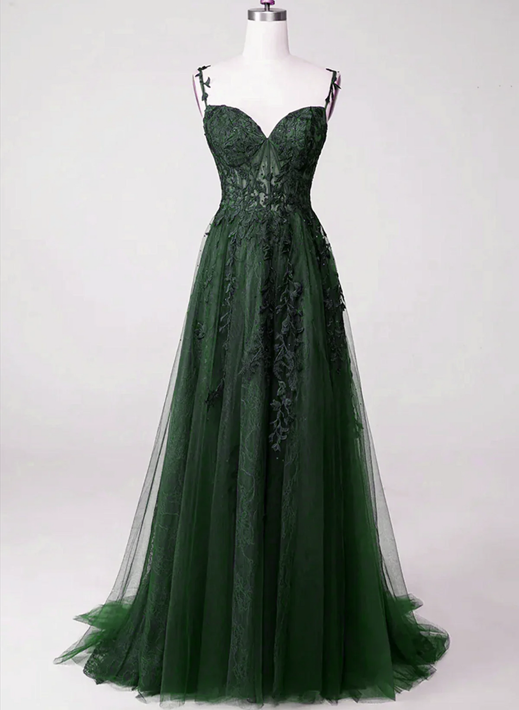 forest green prom dress 2025 Sparkly Dark Green Beaded Long Prom Dress with Appliques VK23092706 Vickidress